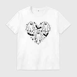 Футболка хлопковая мужская Сердце из призраков, цвет: белый