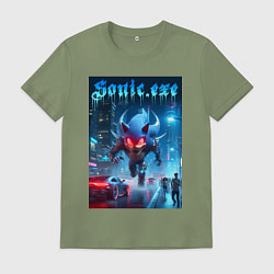 Мужская футболка Ёжик монстр в ночном мегаполисе - неоновое свечени