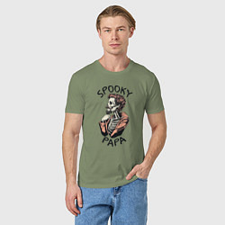 Футболка хлопковая мужская Spooky papa, цвет: авокадо — фото 2