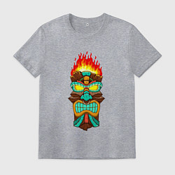 Футболка хлопковая мужская Огненный тотем, цвет: меланж