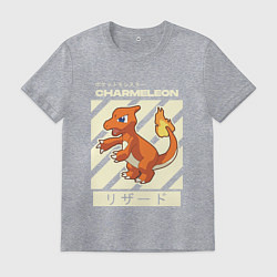 Футболка хлопковая мужская Покемоны Чармелеон Charmeleon, цвет: меланж