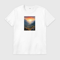 Футболка хлопковая мужская Sun-Set, цвет: белый