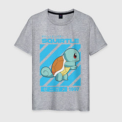 Футболка хлопковая мужская Покемоны Сквиртл Squirtle, цвет: меланж