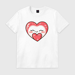 Футболка хлопковая мужская Маршмеллоу сердечко, цвет: белый