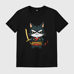 Мужская футболка Смелый кот самурай