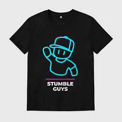Мужская футболка Символ Stumble Guys в неоновых цветах
