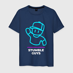 Мужская футболка Символ Stumble Guys в неоновых цветах