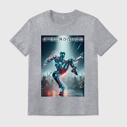 Футболка хлопковая мужская Кибер танцор - неоновое свечение, цвет: меланж