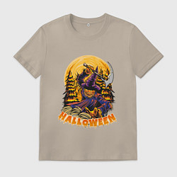 Мужская футболка Хэллоуин пугало с косой