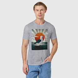 Футболка хлопковая мужская Чайка на берегу, цвет: меланж — фото 2