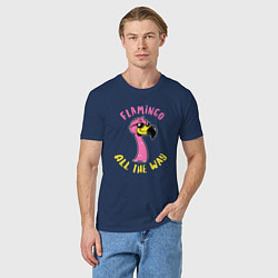 Футболка хлопковая мужская Flamingo all the way, цвет: тёмно-синий — фото 2