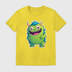 Футболка хлопковая мужская Зеленый монстрик, цвет: желтый