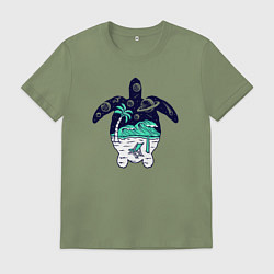 Футболка хлопковая мужская Space turtle, цвет: авокадо