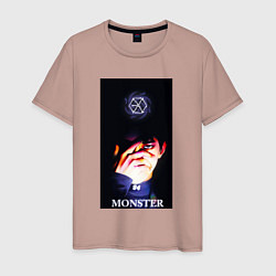 Футболка хлопковая мужская Exo monster, цвет: пыльно-розовый