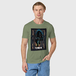 Футболка хлопковая мужская Fenrir black vinyl, цвет: авокадо — фото 2
