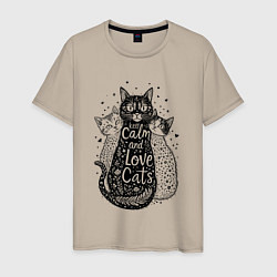 Мужская футболка Keep calm and love cats