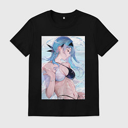 Футболка хлопковая мужская Геншин Эола Лоуренс, цвет: черный