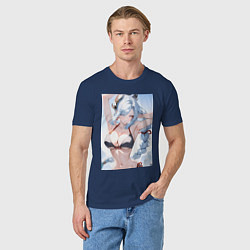 Футболка хлопковая мужская Геншин Шэнь Хэ купальник, цвет: тёмно-синий — фото 2
