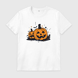 Футболка хлопковая мужская Pumpkins, цвет: белый