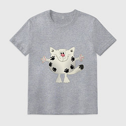Футболка хлопковая мужская Кот в лапах, цвет: меланж