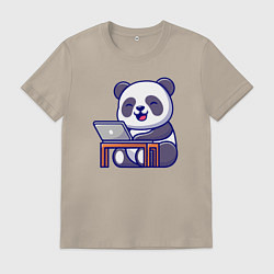 Мужская футболка Весёлая панда с ноутбуком