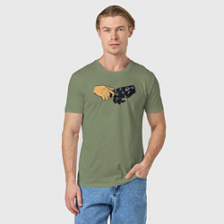Футболка хлопковая мужская Прикосновение космоса, цвет: авокадо — фото 2