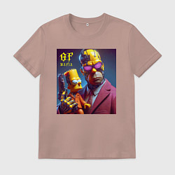 Мужская футболка Гомер Симпсон с сыном Бартом - мафия бессмертна