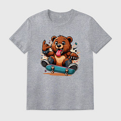 Мужская футболка Мишутка крутой скейтбордист - нейроарт