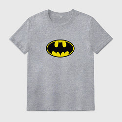 Футболка хлопковая мужская Бэтмен логотип, цвет: меланж