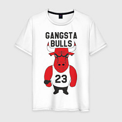 Футболка хлопковая мужская Gangsta Bulls 23, цвет: белый