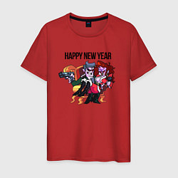 Футболка хлопковая мужская Friday Night Funkin - Happy New Year, цвет: красный