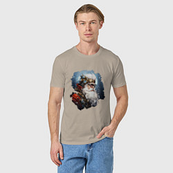 Футболка хлопковая мужская Санта Клаус стимпанк, цвет: миндальный — фото 2