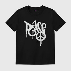 Футболка хлопковая мужская Peace graffiti, цвет: черный