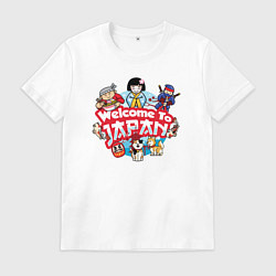 Футболка хлопковая мужская Добро пожаловать в Японию, цвет: белый