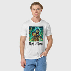 Футболка хлопковая мужская Rick and Morty - horror, цвет: белый — фото 2