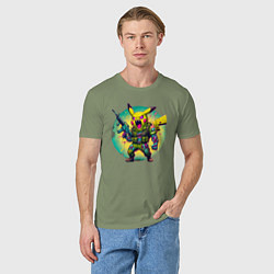 Футболка хлопковая мужская Cool Pikachu - special forces, цвет: авокадо — фото 2