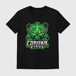 Футболка хлопковая мужская Corona virus, цвет: черный