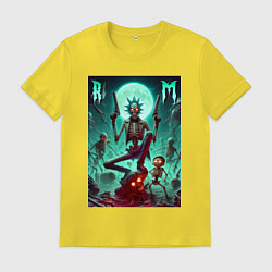 Мужская футболка Скелет Рика с двумя пистолетами и Морти