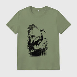 Мужская футболка Цапля на болоте
