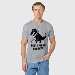 Футболка хлопковая мужская Godzilla best friend, цвет: меланж — фото 2