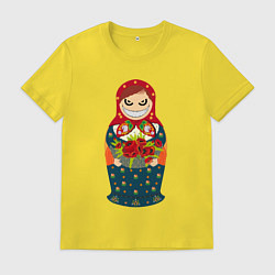 Футболка хлопковая мужская Злобная матрёшка, цвет: желтый