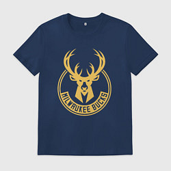 Футболка хлопковая мужская NBA Milwaukee Bucks, цвет: тёмно-синий