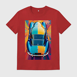 Футболка хлопковая мужская Яркий ретро автомобиль, цвет: красный