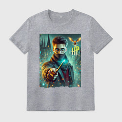 Мужская футболка Harry Potter with a magic wand - ai art fantasy