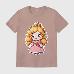 Футболка хлопковая мужская Маленькая принцесса Пич, цвет: пыльно-розовый
