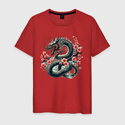 Мужская футболка Japanese dragon and sakura - irezumi