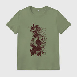 Футболка хлопковая мужская Кибернетический самурай, цвет: авокадо