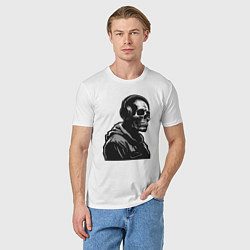 Футболка хлопковая мужская Skeletor music, цвет: белый — фото 2