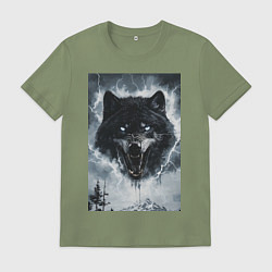 Мужская футболка Волк с оскаленной пастью