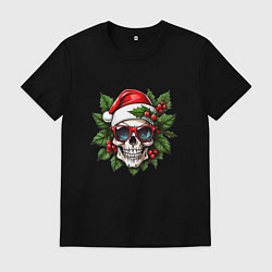 Мужская футболка Рождественский венок с черепом
